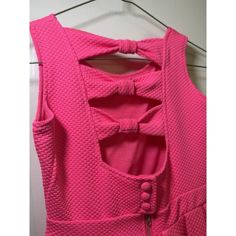 Poof! Girls Size Small Hot Pink Textured Fit & Flare Party Dress Sleeveless Fun - Picture 13 of 14
